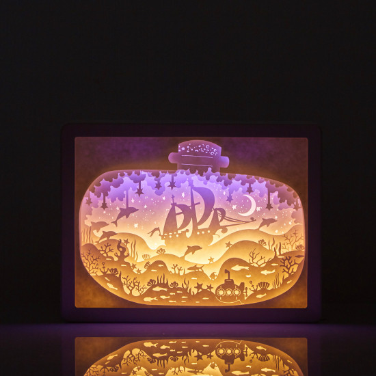 drifting bottle 3D PAPER CUT LIGHTBOX drifting bottle 3D PAPER CUT LIGHTBOX
