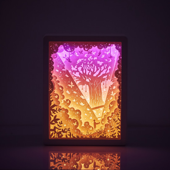 Light and tree  3D PAPER CUT LIGHTBOX
