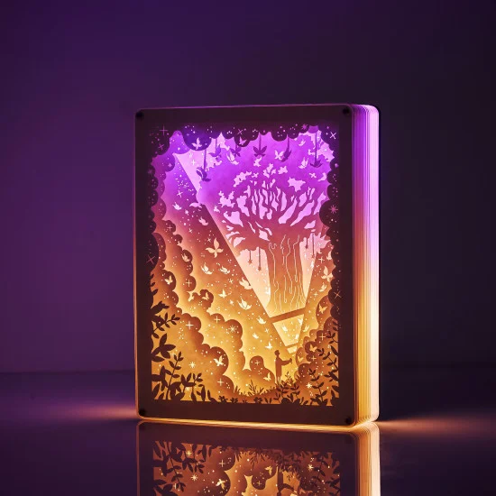 Light and tree 3D PAPER CUT LIGHTBOX
